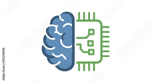 Illustration depicting the fusion of human intellect with artificial intelligence technology