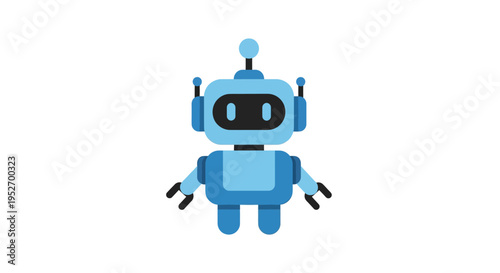 A Friendly Blue Robot Design for Digital Technology and Artificial Intelligence Concepts