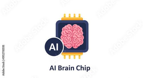Illustration of AI brain chip representing artificial intelligence and technological innovation