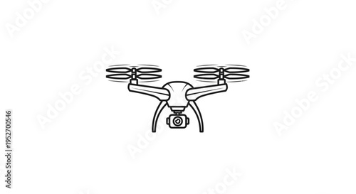 Minimalistic Drone Illustration Depicting Modern Aerial Technology and Remote Observation
