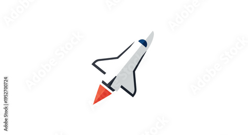 Illustration of a rocket ship launching into space against a plain white background