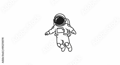Minimalistic astronaut illustration floating in space ready for space exploration adventures