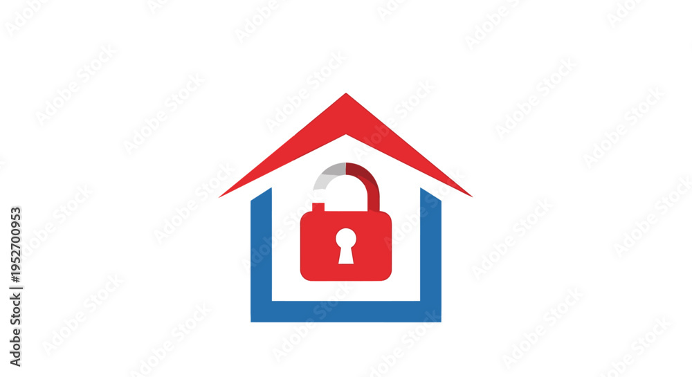 Fototapeta premium Home security concept: a house icon with a padlock representing protection and safety