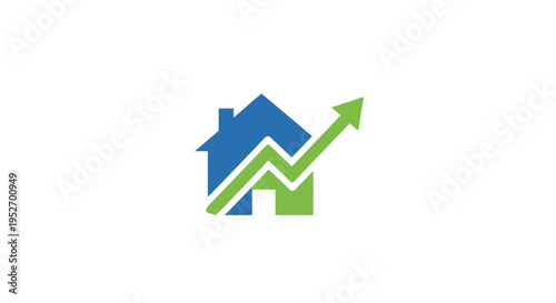 Home real estate business logo concept with growth arrow and a house icon