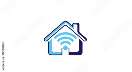 A symbolic depiction of smart home technology with wireless network connectivity