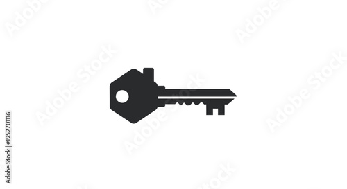 Minimalist icon of a key shaped like a house, representing real estate ownership