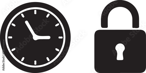 Time and security lock combination icon