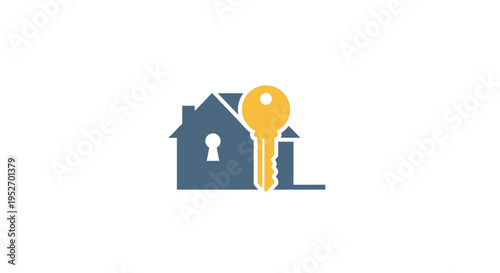 Home ownership and real estate investment concept represented by a key and a house symbol
