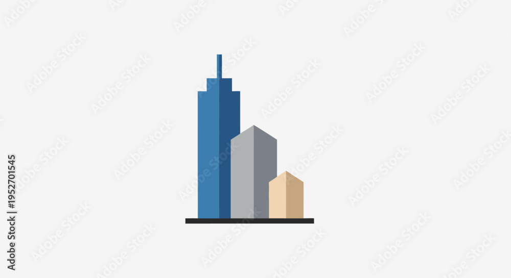 Obraz premium Minimalist representation of modern city skyscrapers in a graphic vector illustration