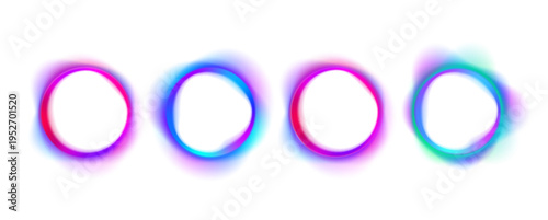 Canvas-taulu Bright holographic liquid shapes float freely on a white canvas, shifting colors between chrome, neon pink, and cyan