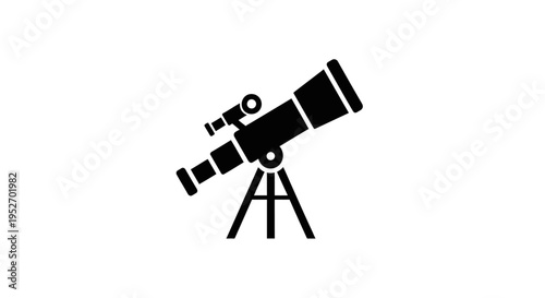 Silhouette of a modern astronomical telescope isolated on a white background