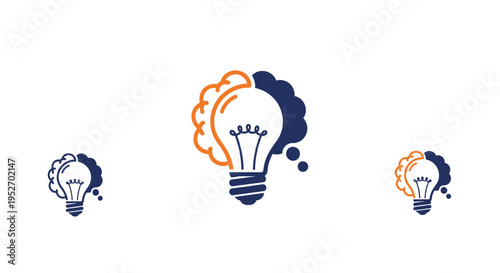 Creative concept combining bulb and brain representing ideas, thoughts and innovation.