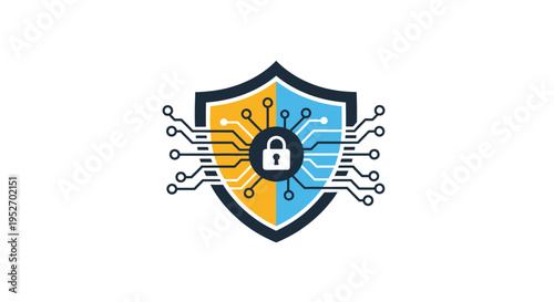 Digital Security Shield Emblem Depicting Cybersecurity and Data Protection
