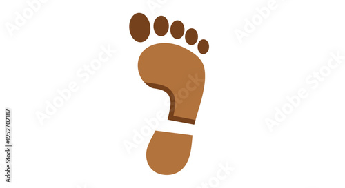 Footprint illustration, representing a human foot and its imprint on a white background