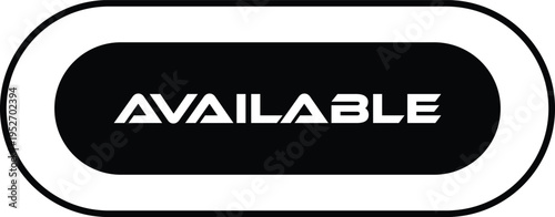 A black and white graphic with the word available in a futuristic font