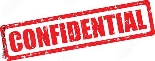 Confidential. Red vector rectangular grunge stamp. Hand-drawn illustration. English.