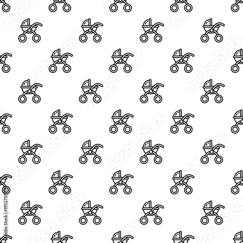 Baby carriage and stroller icons creating a repeating background pattern for children concepts