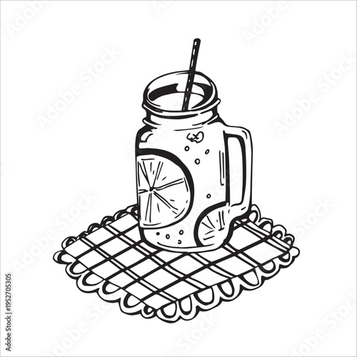 Whimsy Hand drawn Lemonade with Straw