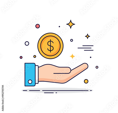 Financial assistance for caregivers featuring a small coin symbol paired with a supportive hand, conveying stability, security, and practical help. A clear