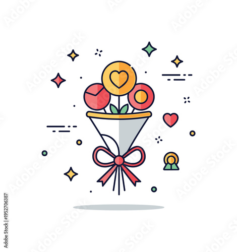 Sympathy and condolence concept featuring a small bouquet tied with ribbon expressing support and compassion. Balanced layout emphasizes gentleness and