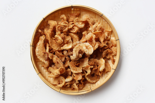 Crispy pork rinds with crunchy texture.