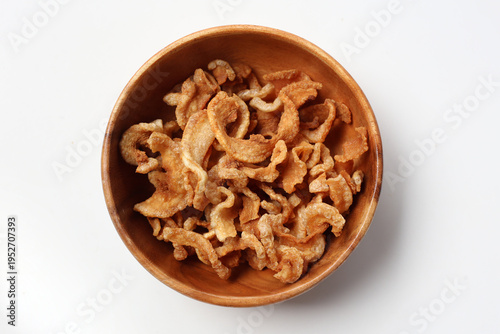 Crispy pork rinds with crunchy texture.