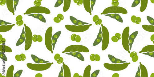 edamame seamless pattern. edamame icon vector illustration. green edamame flat illustration. edamame beans seamless pattern illustration