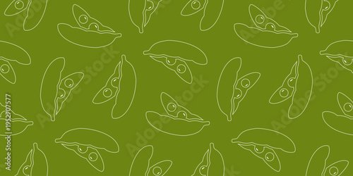 edamame seamless pattern. edamame icon vector illustration.outlined style edamame seamless pattern on a green background