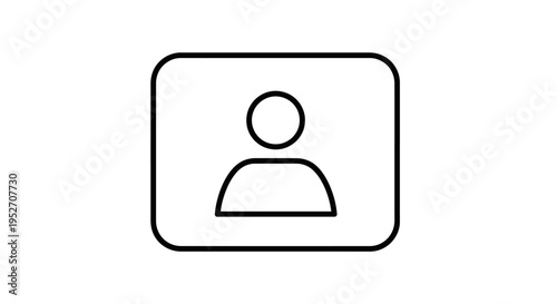 Simple line art icon of a person's silhouette within a rounded rectangular frame, representing a user profile or account.