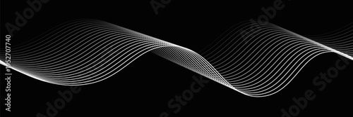 The black background features thin, curved lines in gold and white that run horizontally, giving the image a luxurious and slightly moving look. This piece feels elegant and easy on the eyes