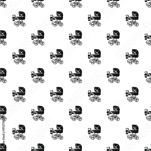 Repeating baby carriage, pram, or stroller pattern for nursery and infancy concepts