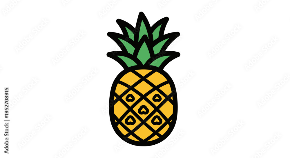 Obraz premium Cartoon pineapple illustration isolated on white background for design