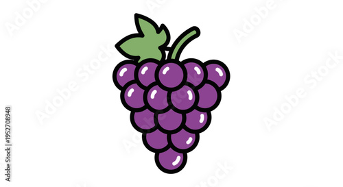 Cartoon illustration of a cluster of ripe purple grapes against a white background