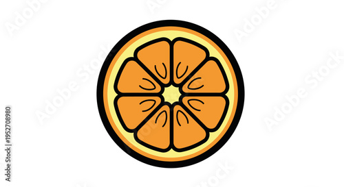 Graphic illustration of a freshly cut orange slice isolated on white