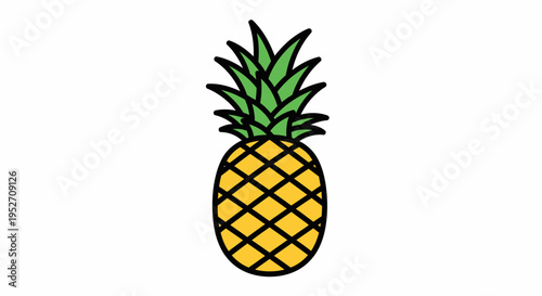 Vibrant illustrated pineapple fresh fruit concept on white background