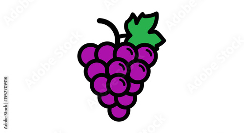 Vibrant bunch of grapes illustration isolated purple fruit on white