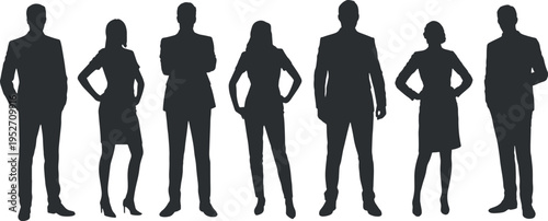 Business People Silhouette Set, Corporate Group Vector for Professional Branding