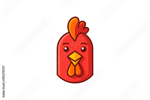 Cartoon rooster character with a cheerful expression in bright colors  