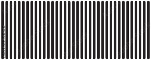 Vertical black parallel straight sticks isolated on white background. Simple striped graphic print. Texture of prison bar. Vector  illustration.