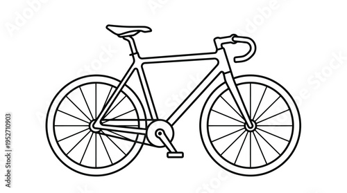 A simple line drawing of a bicycle on a white background