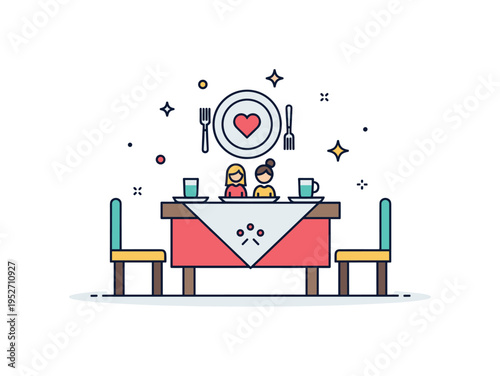 Family custom and shared tradition concept shown through a small dining table with symbolic dish and heart accent, expressing bonding and intergenerational