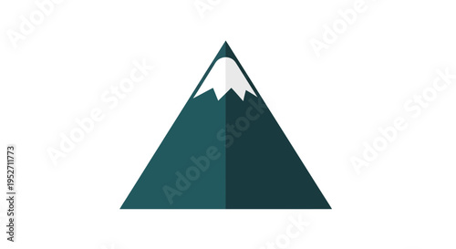 A Simplistic Depiction of a Mountain Peak with Snow against a Clean White Backdrop