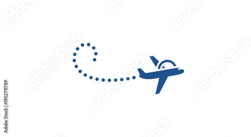 Air travel graphic representing a flight path with minimalist design and isolated on white