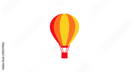 Illustration of a vibrant hot air balloon ascending against a pristine white backdrop