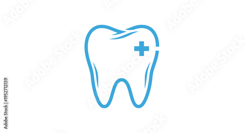 Dental health icon featuring a tooth with a medical cross, perfect for clinics