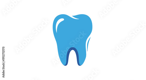 Dental health illustration featuring a stylized blue tooth icon on a bright white background