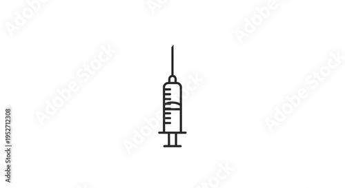 Minimalist Syringe Icon on White Background, Suitable for Medical and Healthcare Concepts