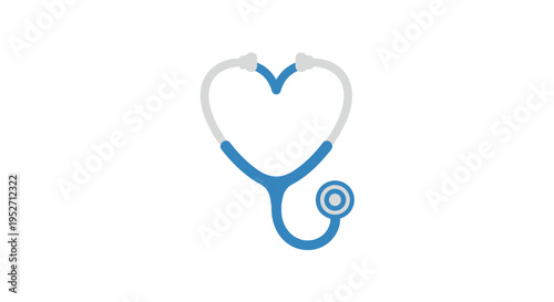 Stethoscope in the shape of a heart, representing medical care and cardiovascular health