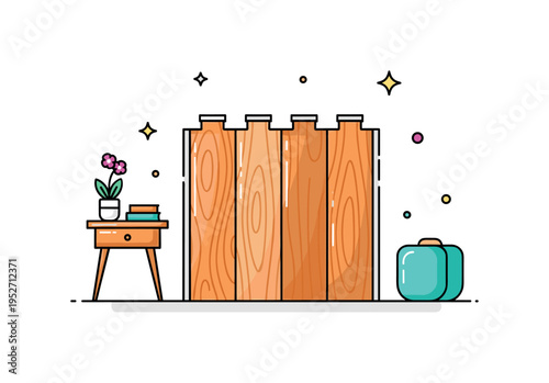 Hardwood flooring feature room vignette focusing on polished wooden planks with subtle shine and a small decorative table, expressing durability and refined