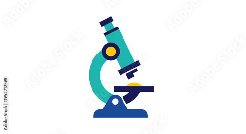 Illustration of a Colorful Microscope in a Simplified and Modern Digital Design